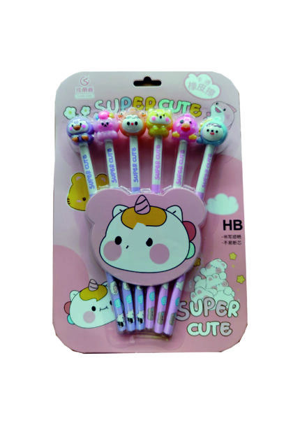 SUPERCUTE - 6 PENCILS WITH ERASERS